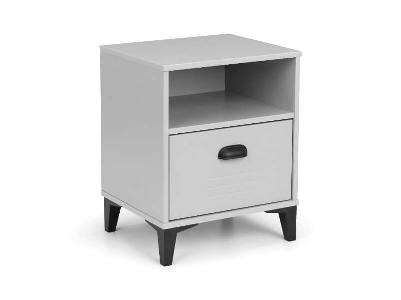 Lakers Locker 1 Drawer Bedside Grey/Black