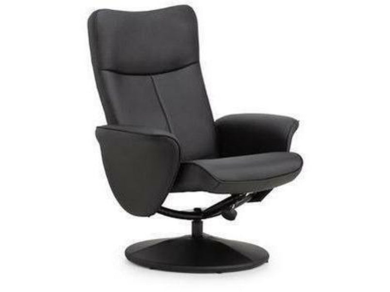 Lugano Swivel & Recline Chair Black Faux Leather