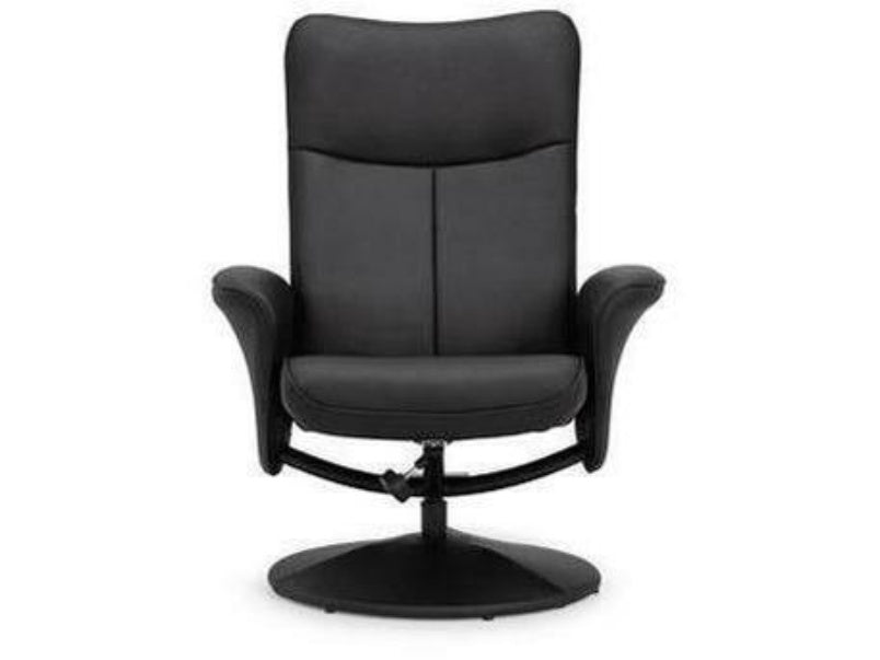 Lugano Swivel & Recline Chair Black Faux Leather