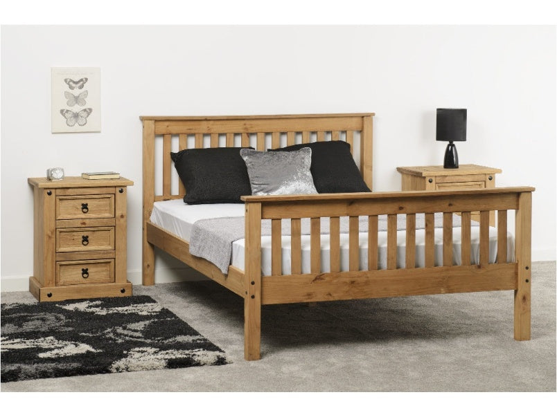 Monaco 5ft High End Bed Distressed Waxed Pine