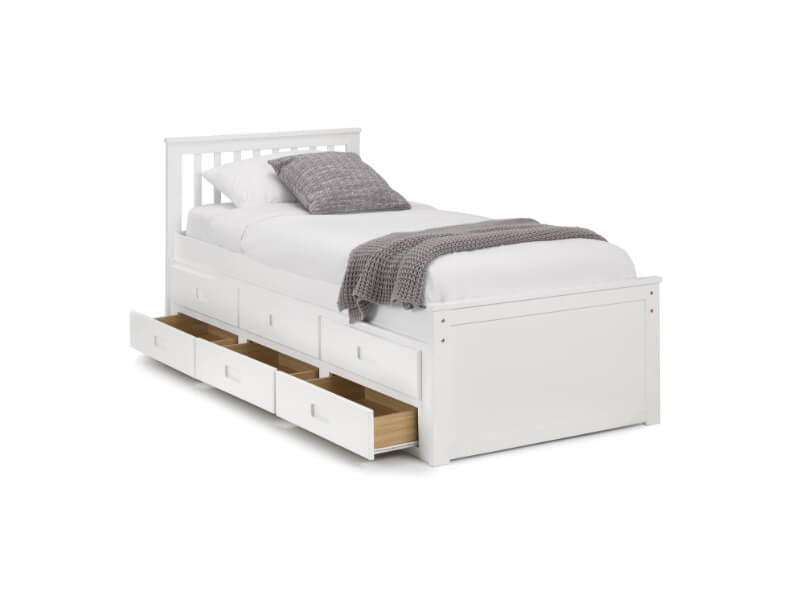 Maisie Captains Bed with Underbed and Drawers White