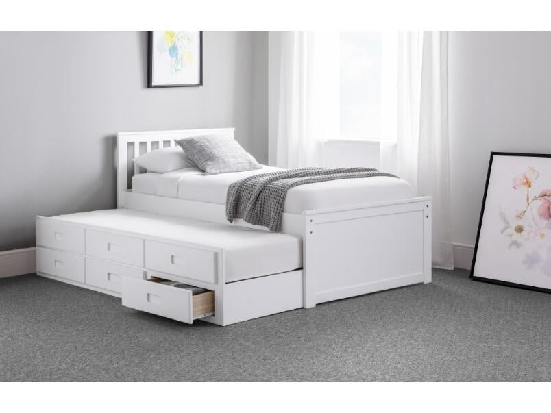 Maisie Captains Bed with Underbed and Drawers White