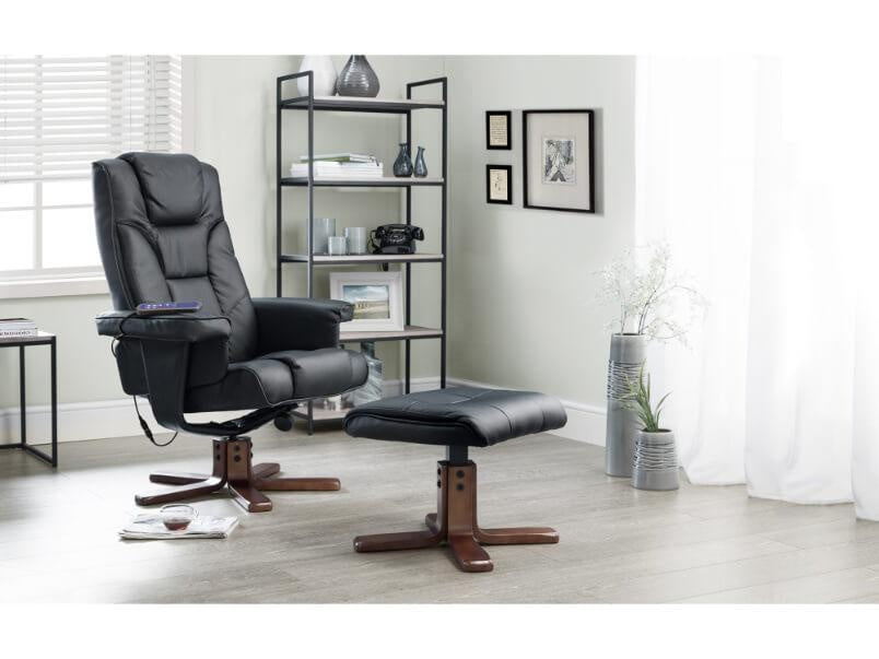 Malmo Massage Recliner & Stool Faux Leather