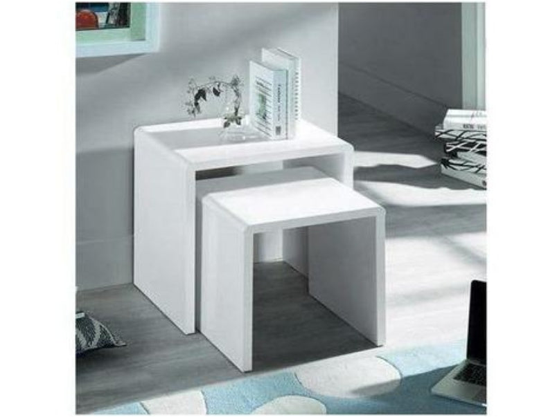 Manhattan High Gloss White Nest Of 2 Tables