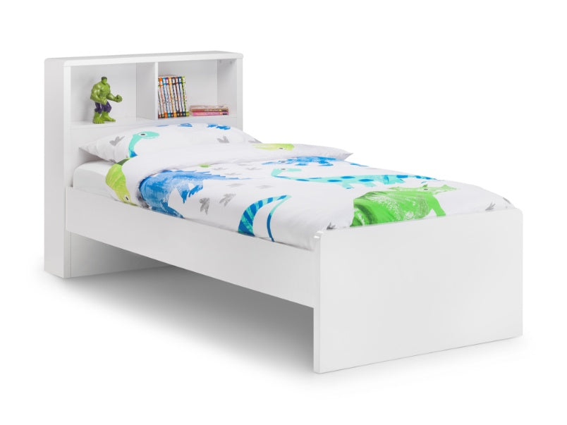 Madrid High Gloss White Bookcase Bed