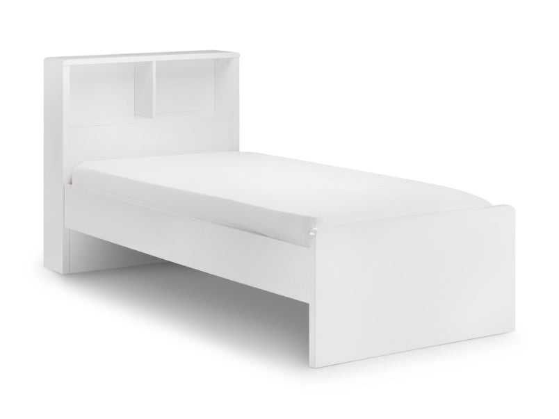 Madrid High Gloss White Bookcase Bed