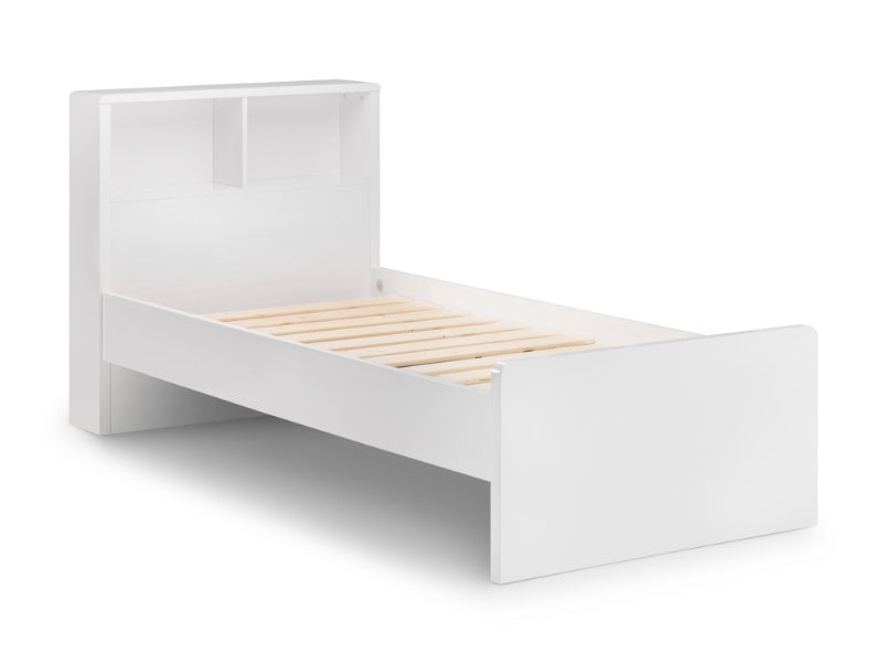 Madrid High Gloss White Bookcase Bed