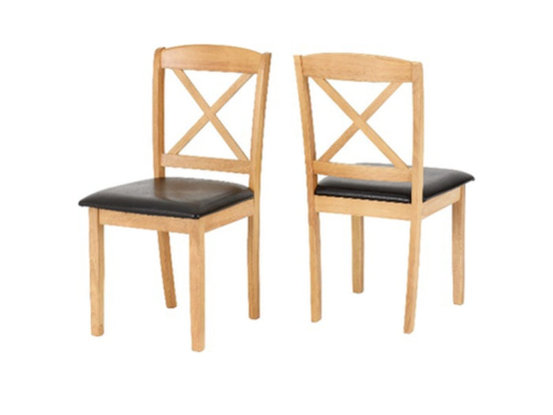 Mason Dining Chair Oak Varnish/Brown Faux Leather (Set of 2)