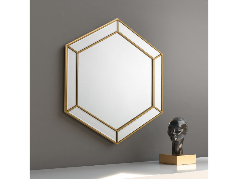 Melody Hexagonal Gold Wall Mirror Gold