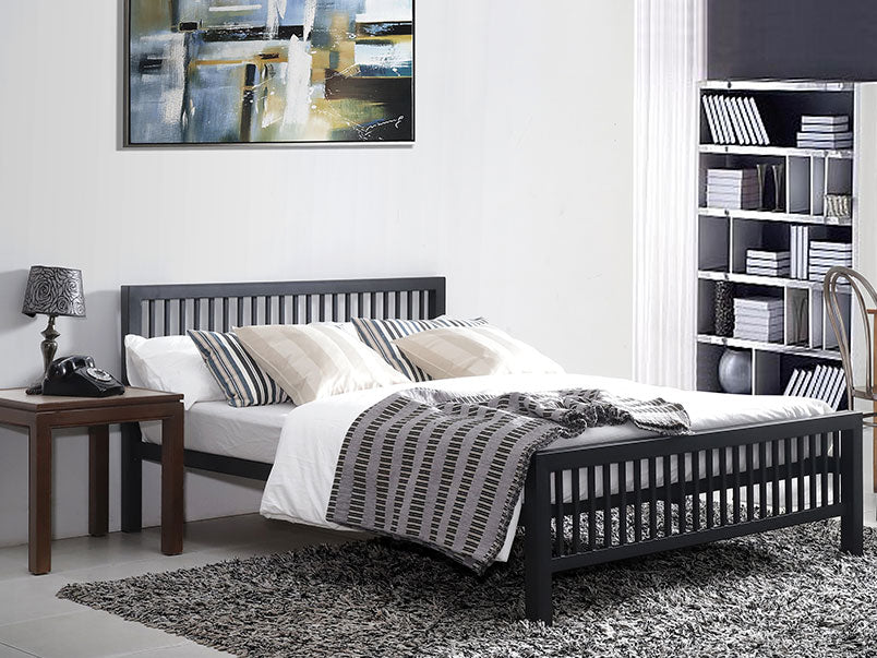 Meridian Simple Black Metal Bed Frame