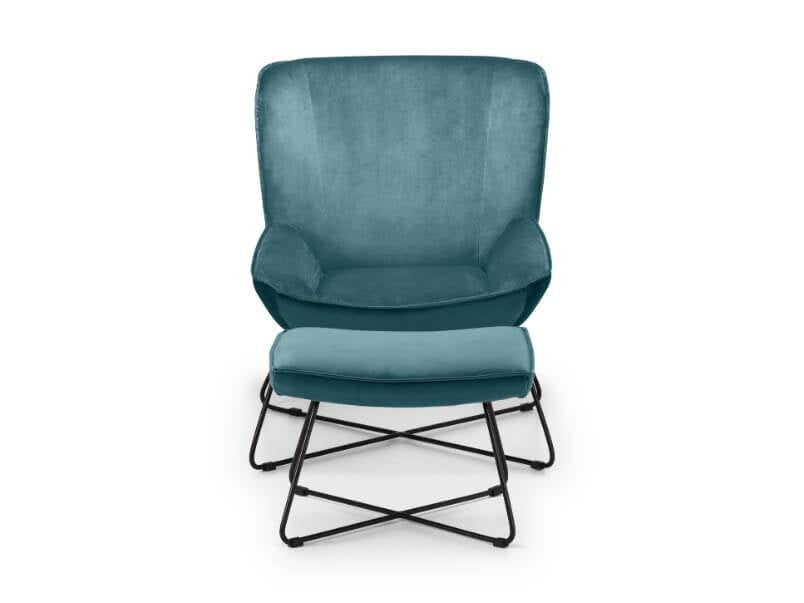 Mila Velvet Accent Chair With Stool