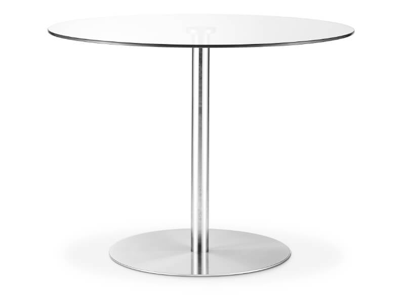 Milan Round Glass Brushed Steel Pedestal Table Chrome