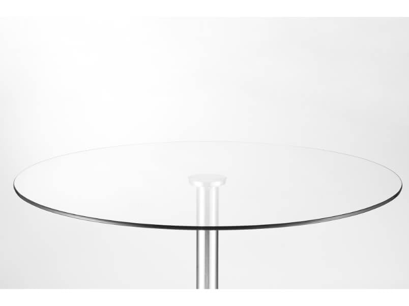 Milan Round Glass Brushed Steel Pedestal Table Chrome