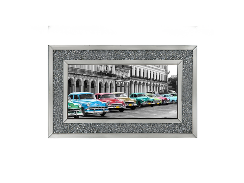 Cars parked in line, Havana, Cuba