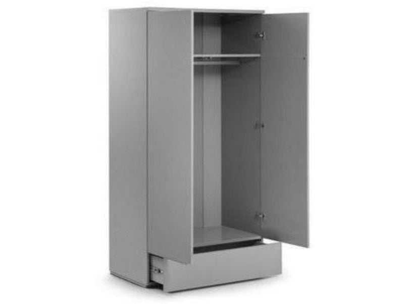 Monaco 2 Door 1 Drawer Wardrobe Grey Gloss
