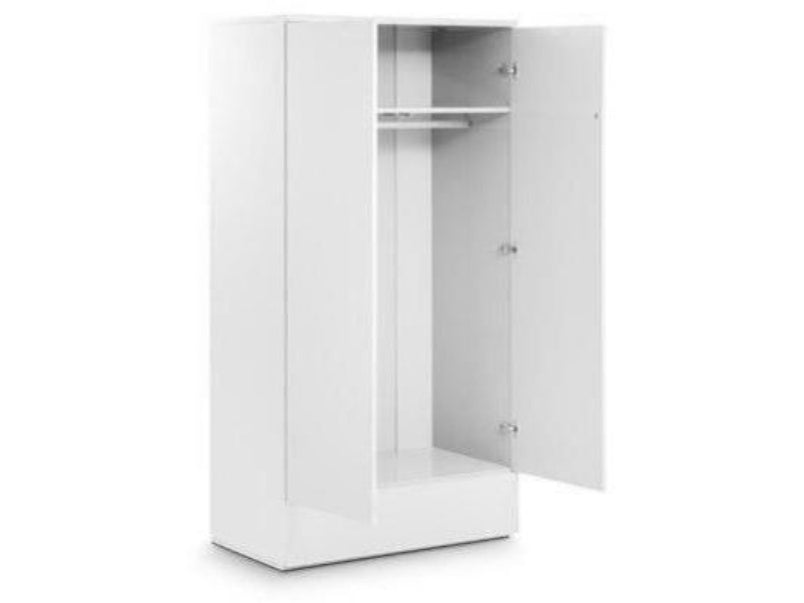 Monaco 2 Door 1 Drawer Wardrobe Grey Gloss