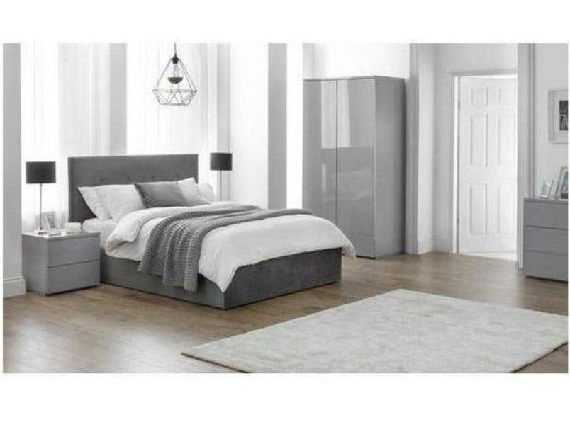 Monaco 2 Door 1 Drawer Wardrobe Grey Gloss