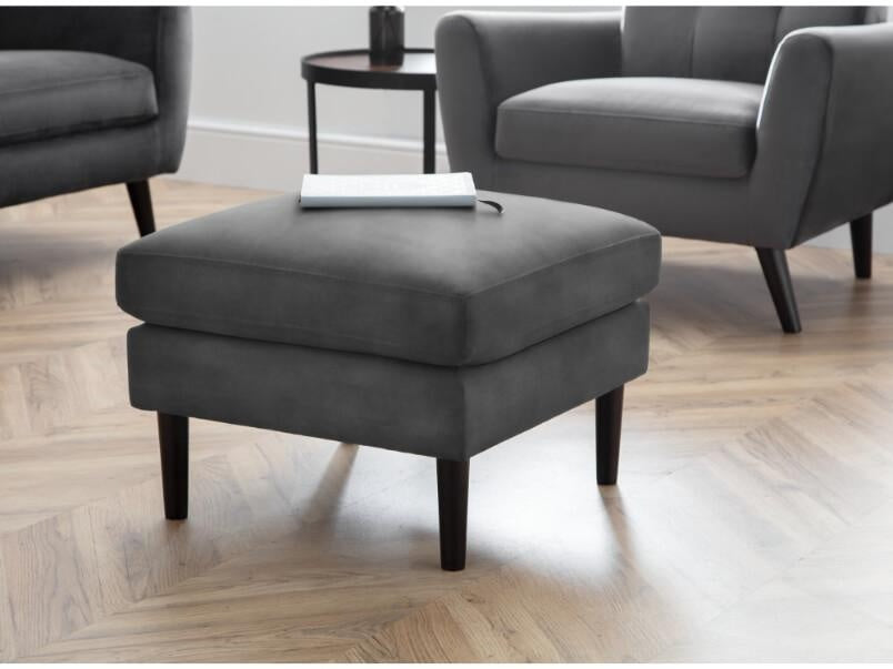 Maximi Dark Grey Velvet Ottoman