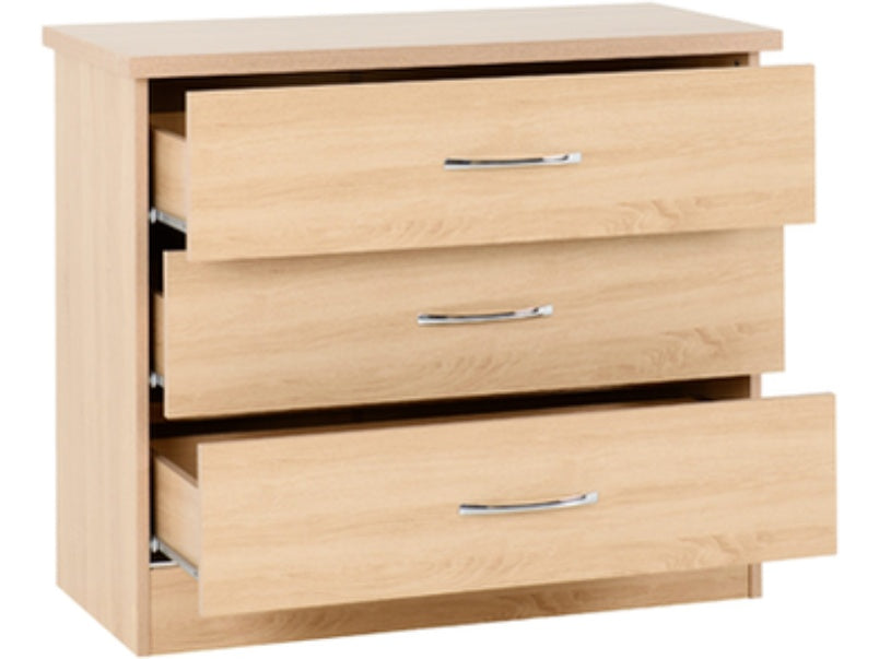 Nevada 3 Drawer Chest Sonoma Oak Effect