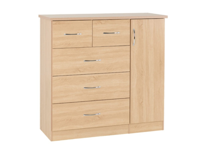 Nevada 5 Drawer Low Wardrobe Sonoma Oak Effect