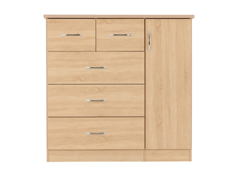 Nevada 5 Drawer Low Wardrobe Sonoma Oak Effect