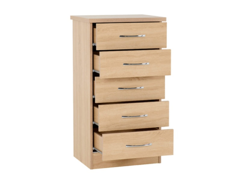 Nevada 5 Drawer Narrow Chest Sonoma Oak Effect