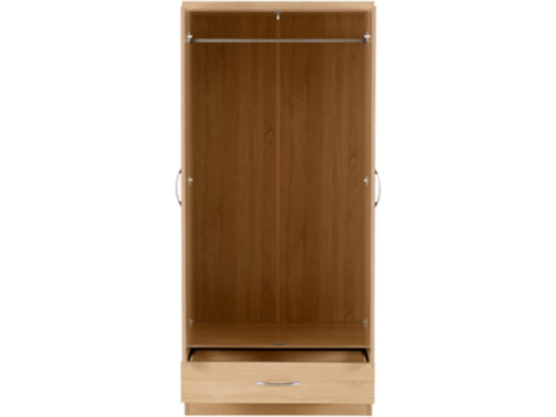 Nevada Mirrored 2 Door Wardrobe Sonoma Oak Effect