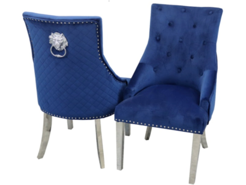 Bentley Dining Chair with Lion Knocker & Quilted Back