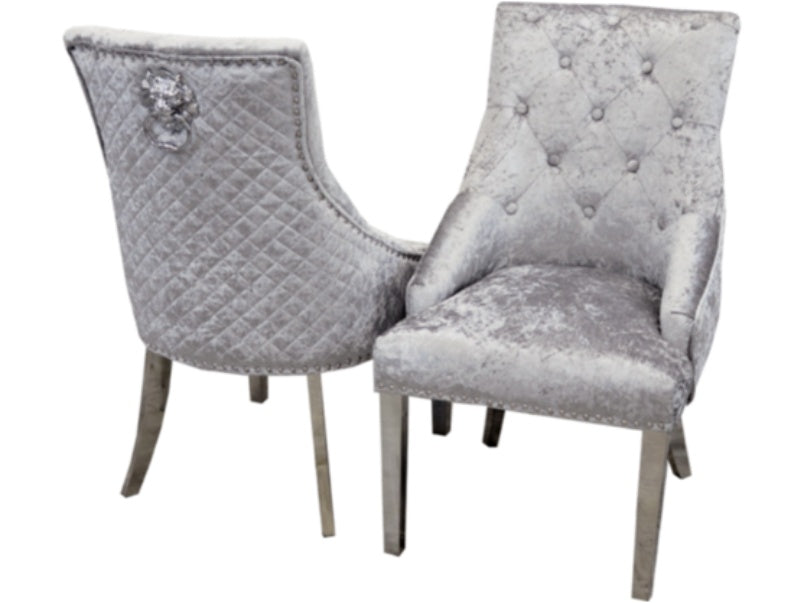 Bentley Dining Chair with Lion Knocker & Quilted Back