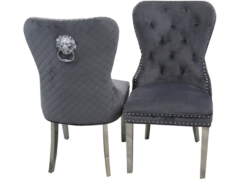 Mayfair Dining Chair with Lion Knocker & Quilted Back