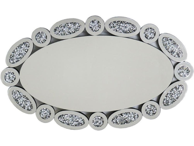 Oval Roma Crush Diamond Mirror Silver 60x100