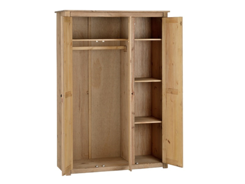 Panama 3 Door Wardrobe Natural Wax