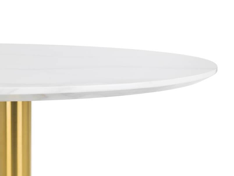 Palermo Round Pedestal Table White Marble Effect & Gold