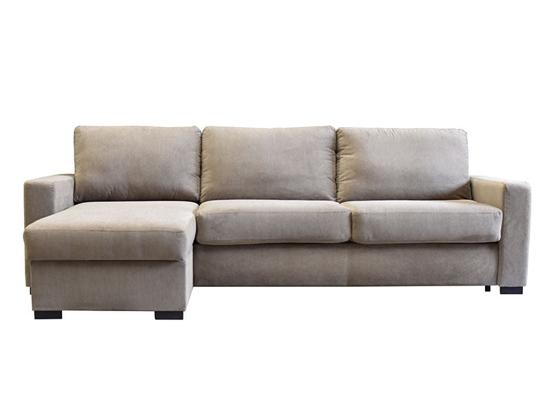 Alexander Nickel Fabric Corner Sofa Bed with Foam Mattress