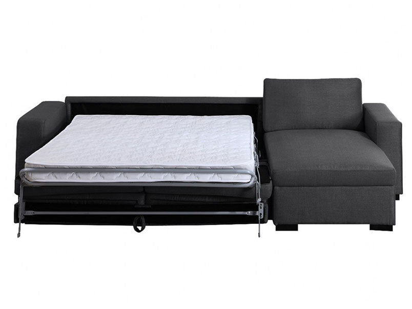 Alexander Nickel Fabric Corner Sofa Bed with Foam Mattress