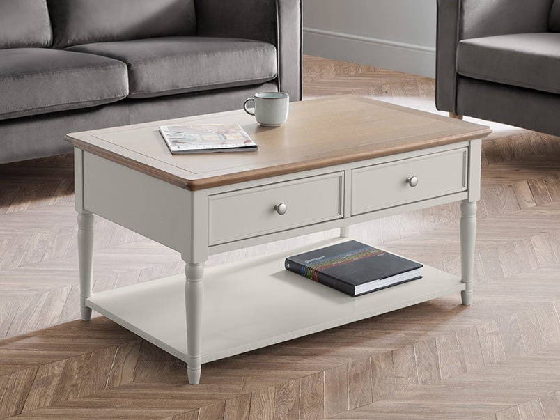 Provence 2 Drawer Coffee Table Limed Oak/Grey