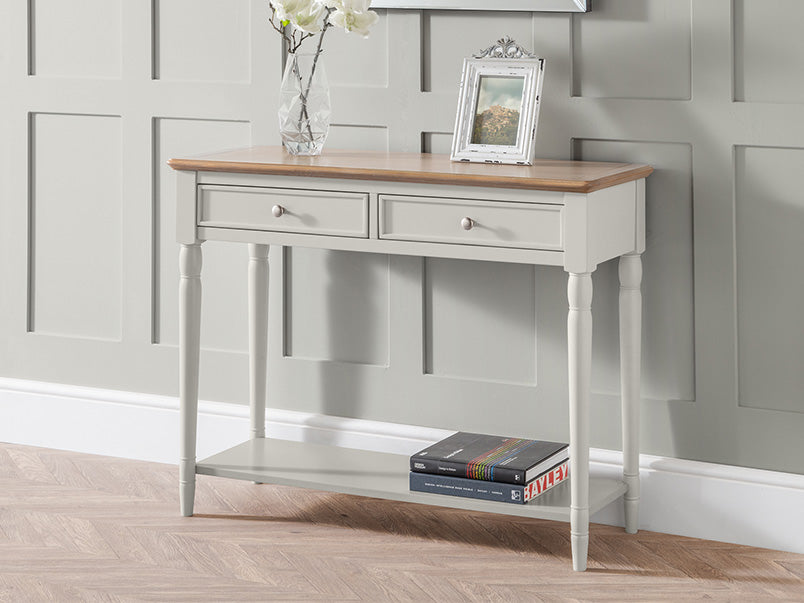 Provence 2 Drawer Console Table Limed Oak/Grey