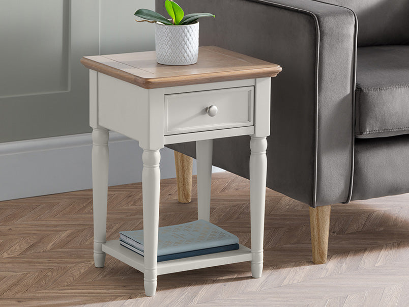 Provence 1 Drawer Lamp Table Limed Oak/Grey