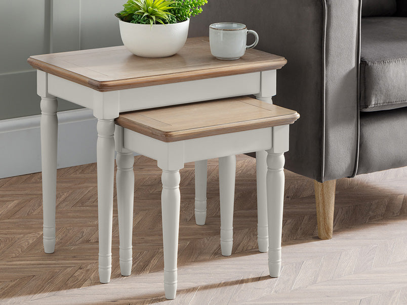Provence Nest of Tables Limed Oak Grey
