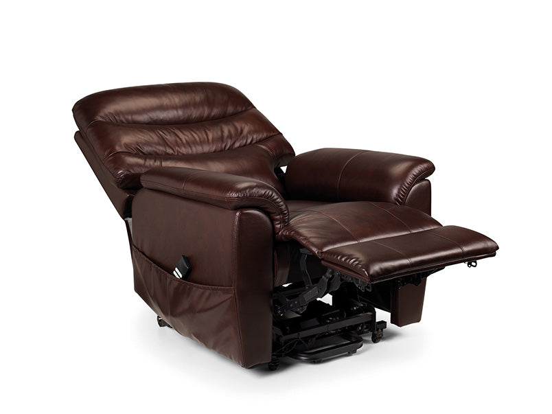 Pullman Leather Rise & Recline Chair Dual Motor Brown