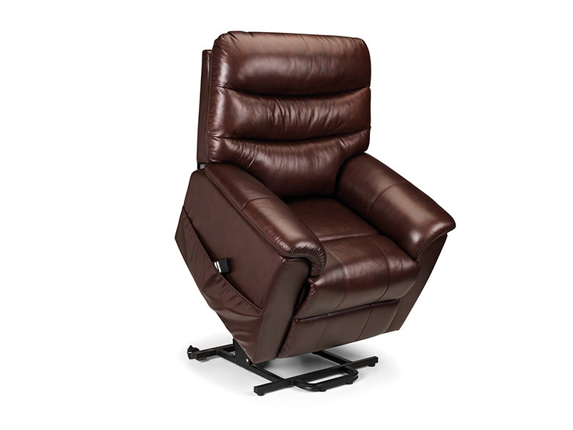 Pullman Leather Rise & Recline Chair Dual Motor Brown