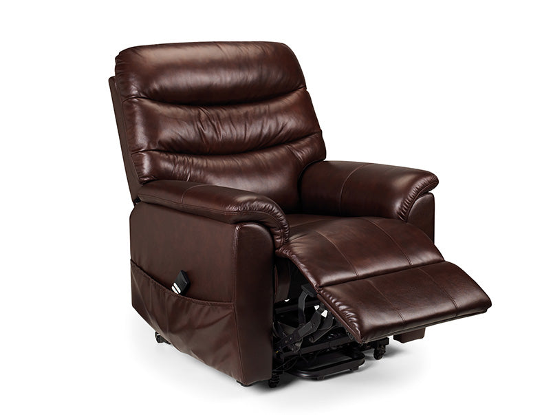 Pullman Leather Rise & Recline Chair Dual Motor Brown