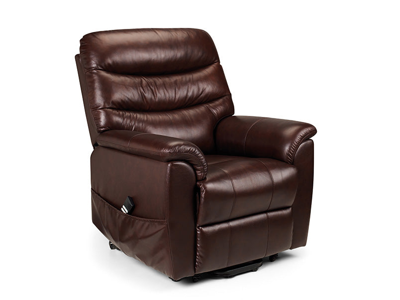 Pullman Leather Rise & Recline Chair Dual Motor Brown