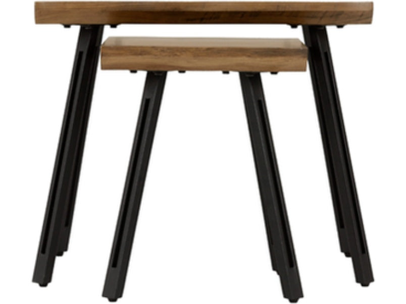 Quebec Wave Edge Nest of Tables Medium Oak Effect/Black