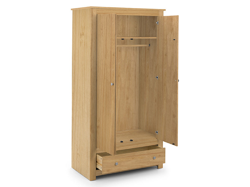 Radiance 2 Door 1 Drawer Wardrobe Waxed Pine