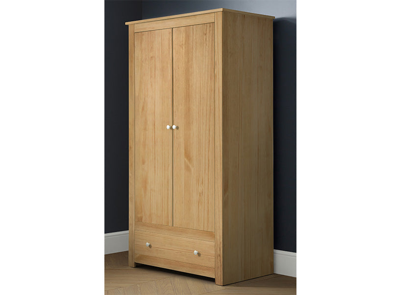 Radiance 2 Door 1 Drawer Wardrobe Waxed Pine