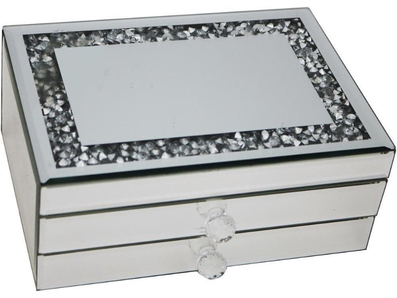 Roma Crush Diamond Mirrored Jewellery Box two Drawer