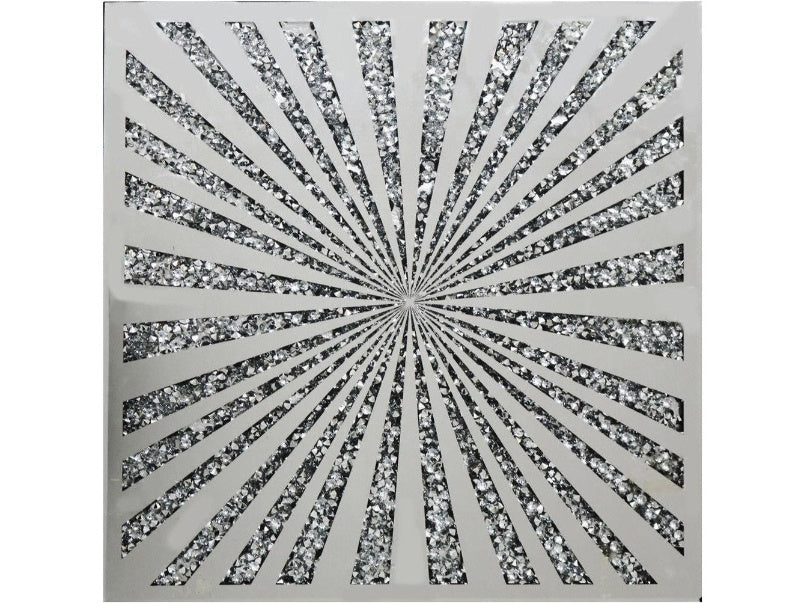 Roma Crush Diamond Sunburst Deco Silver Mirror70x70