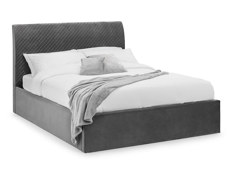 Sanderson Diamond Quilted Velvet Ottoman Bed