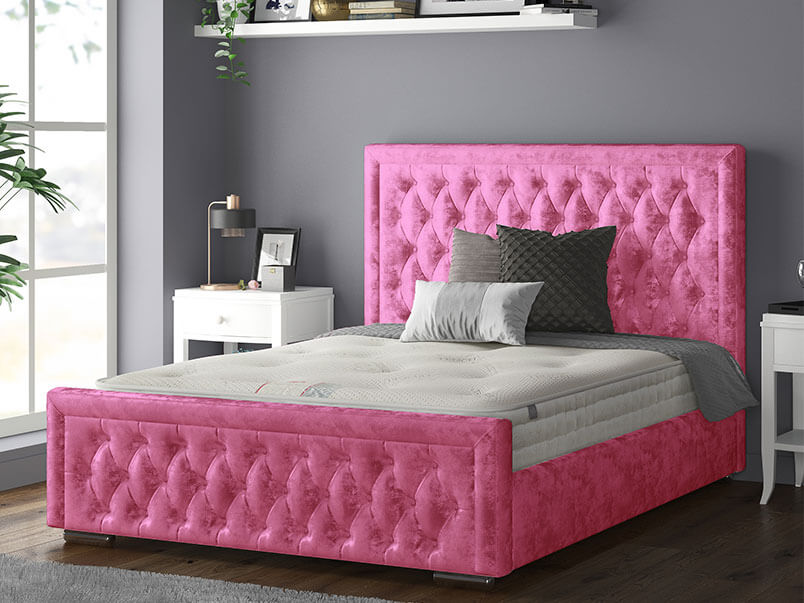 Sandhringham Bed Crush Velvet Fushia Pink